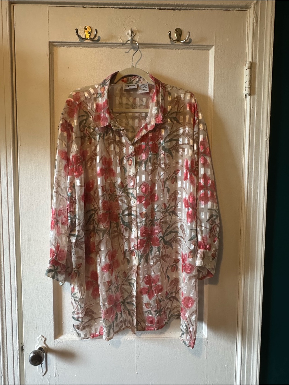 Vintage - Lightweight Floral Button-Up Jacket - Pink Floral